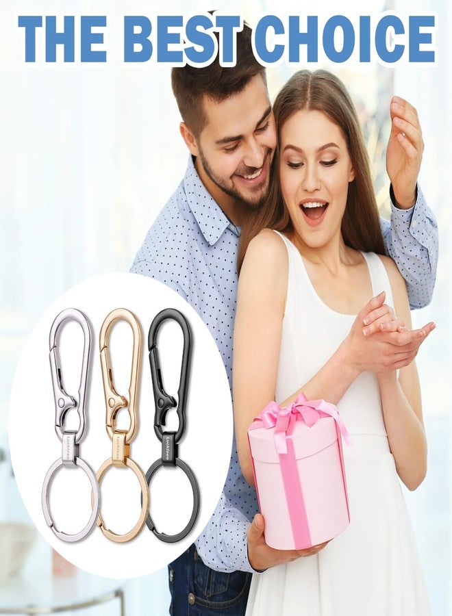 LUCKINEE 2 Pack Metal Key Ring, Key Chain with Carabiner, Spring O Ring with Clip, Anti-Lost Quick Release Key Clip for Purse, Car Keychain for Men and Women - Image 2